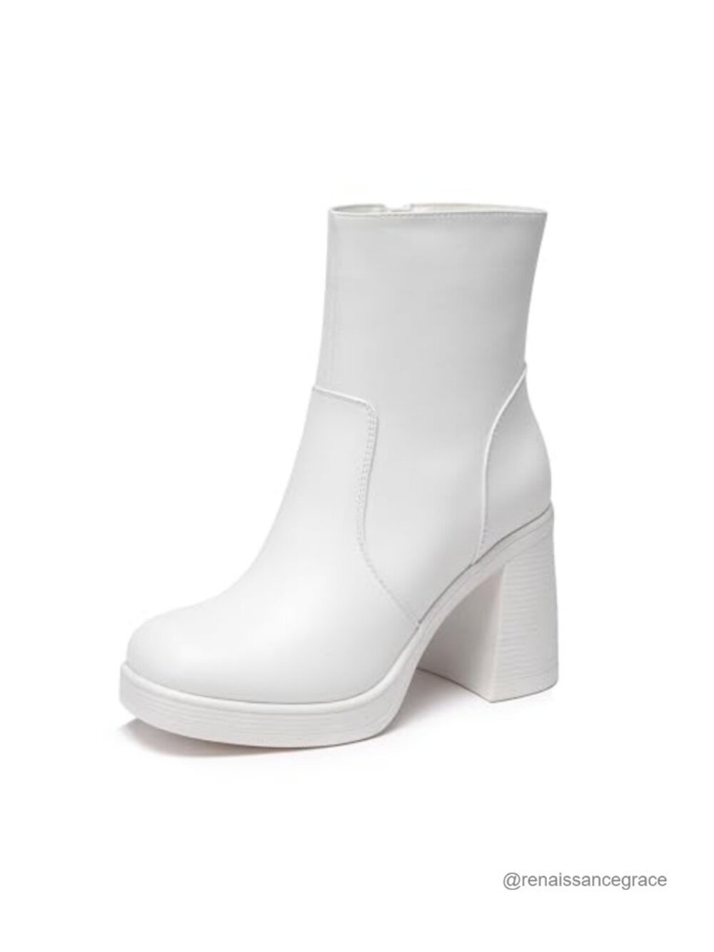 Women's Platform Gogo Ankle Boots with Zipper, Square Toe, Chunky Block Heel,
